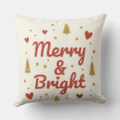 Merry & Bright" Festive Christmas Throw Pillow クッション (裏面)