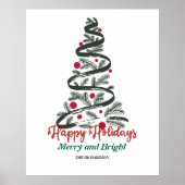 Merry & Bright | Festive Christmas Tree Typography ポスター (正面)