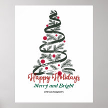 Merry & Bright | Festive Christmas Tree Typography
