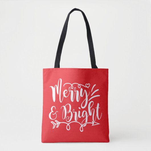 Merry & Bright Festive Red & White トートバッグ (正面)