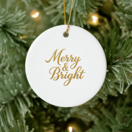 Merry & Bright Gold Foil Christmas Decor セラミックオーナメント