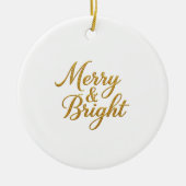 Merry & Bright Gold Foil Christmas Decor セラミックオーナメント (正面)