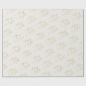 Merry & Bright Gold Script Christmas ラッピングペーパー (フラット)