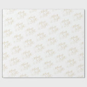 Merry & Bright Gold Script Christmas ラッピングペーパー (フラット)