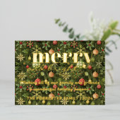 Merry Bright  green Christmas 箔シーズンカード (立ち正面)