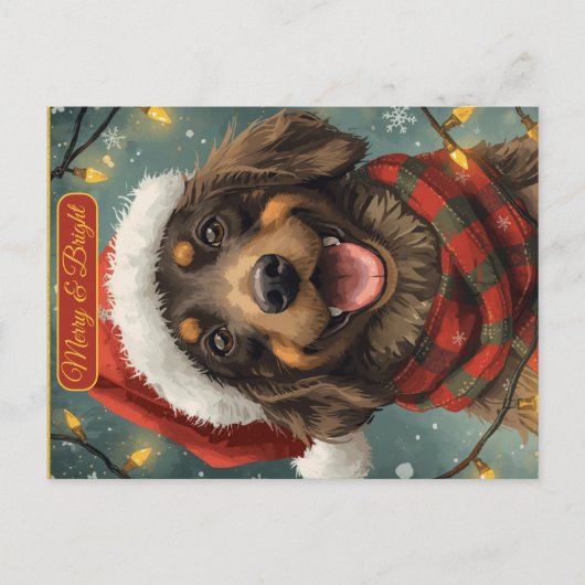 Merry Bright Holiday Dog Postcard シーズンポストカード (正面)