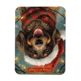 Merry Bright Holiday Dog Postcard マグネット