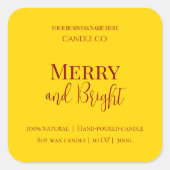 Merry & Bright Holiday | Editable Christmas Candle スクエアシール (正面)