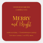 Merry & Bright Holiday | Editable Christmas Candle スクエアシール (正面)