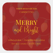 Merry & Bright Holiday | Editable Christmas Candle スクエアシール (正面)