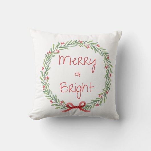 Merry & Bright Holiday Pillow クッション (正面)