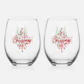 Merry & Bright It's Christmas Time ステムなしワイングラス (裏面)