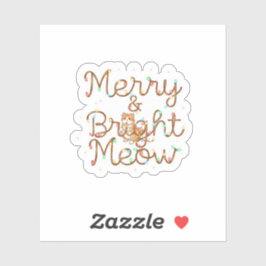 Merry & Bright Meow Cat Silhouette Christmas  シール