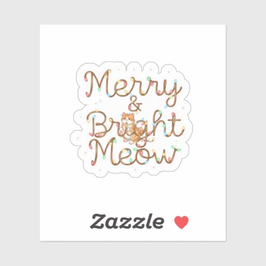 Merry & Bright Meow Cat Silhouette Christmas  シール (シート)