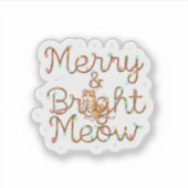Merry & Bright Meow Cat Silhouette Christmas  シール (正面)