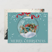 Merry & Bright Minimal Christmas Greeting Card シーズンポストカード (正面/裏面)