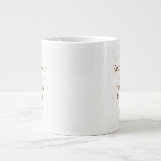 Merry & Bright | Minimalist Christmas Quote mug ジャンボコーヒーマグカップ (正面)