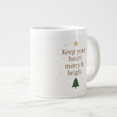Merry & Bright | Minimalist Christmas Quote mug ジャンボコーヒーマグカップ (正面右)