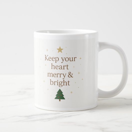 Merry & Bright | Minimalist Christmas Quote mug ジャンボコーヒーマグカップ (右)