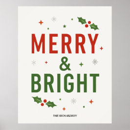 Merry & Bright | Minimalist Christmas Quote Script ポスター