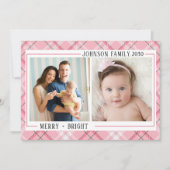 Merry & Bright Minimalist Family Christmas Photo  シーズンカード (正面)