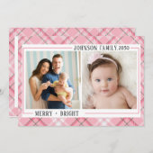 Merry & Bright Minimalist Family Christmas Photo  シーズンカード (正面/裏面)