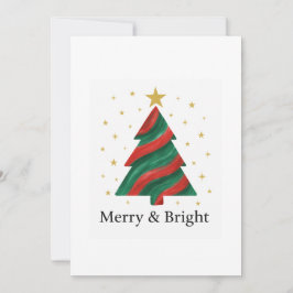Merry & Bright Modern Christmas Tree Flat Holiday  シーズンカード