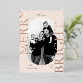 Merry & Bright Modern Photo Elegant Christmas 箔シーズンカード (立ち正面)