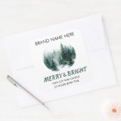 Merry & Bright Modern Pine Trees Candle Label  スクエアシール (封筒)