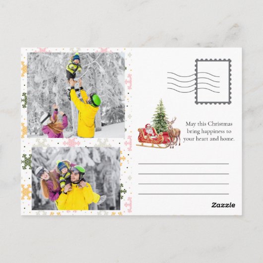 Merry & Bright Modern Red Christmas Tree & Script  ポストカード (裏面)