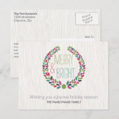 Merry & Bright Modern Woodland Holiday Postcard シーズンポストカード (正面/裏面)