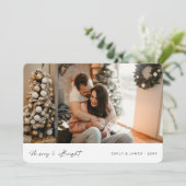 Merry & Bright Newlywed First Married Christmas シーズンカード (スタンド正面)