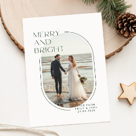 Merry & Bright Newlywed Romantic Photo Christmas シーズンカード