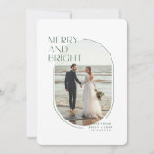 Merry & Bright Newlywed Romantic Photo Christmas シーズンカード (正面)