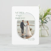 Merry & Bright Newlywed Romantic Photo Christmas シーズンカード (スタンド正面)