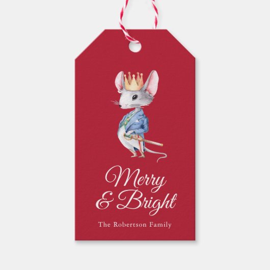 Merry & Bright Nutcracker Mouse Christmas ギフトタグ (正面)