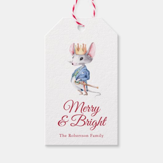 Merry & Bright Nutcracker Mouse Christmas ギフトタグ (正面)