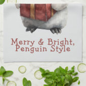 Merry & Bright Penguin Christmas キッチンタオル (折り畳み)