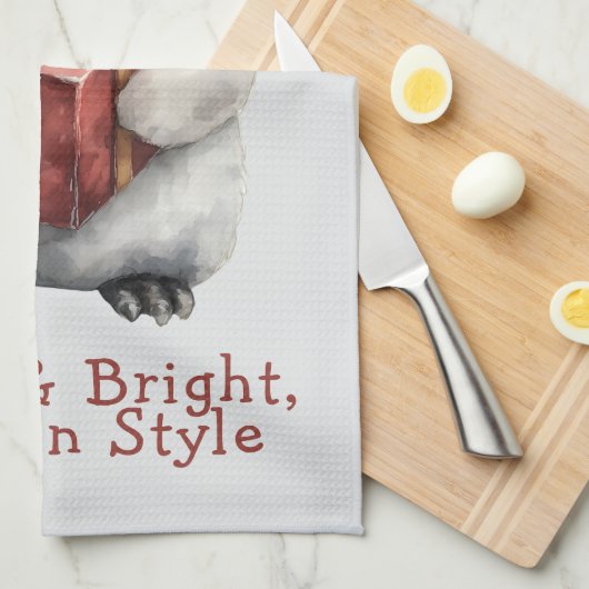 Merry & Bright Penguin Christmas キッチンタオル (四つ折り)