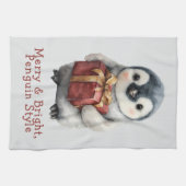 Merry & Bright Penguin Christmas キッチンタオル (横)