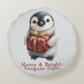 Merry & Bright Penguin Christmas ラウンドクッション (裏面)