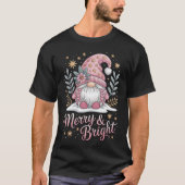 Merry & Bright Pink Christmas Gnome Tシャツ (正面)