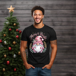 Merry & Bright Pink Christmas Gnome Tシャツ