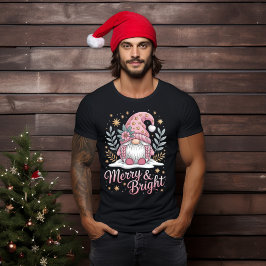 Merry & Bright Pink Christmas Gnome Tシャツ