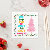 Merry Bright Pink Christmas Tree Custom Party スタンダードカクテルナプキン (インサイチュ)