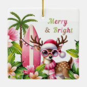 Merry & Bright Pink Tropical Ornament セラミックオーナメント (裏面)