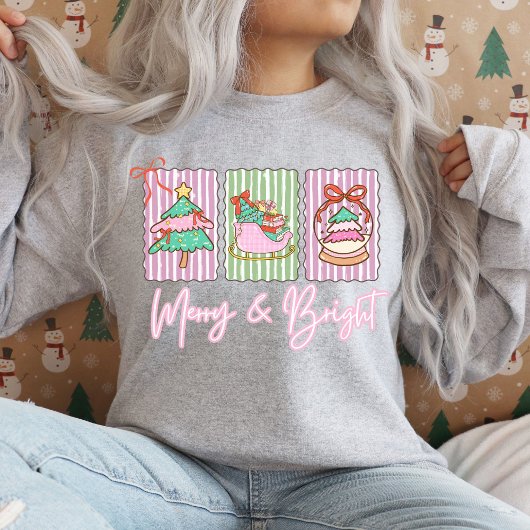 Merry & Bright Preppy Christmas スウェットシャツ