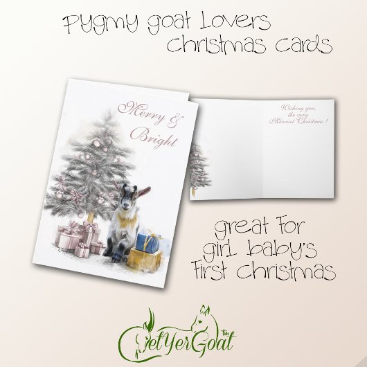 Merry & Bright Pygmy Goat Baby Pink カード