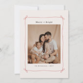 Merry Bright Red Bow Ribbon Family Photo Christmas シーズンカード (正面)