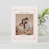 Merry Bright Red Bow Ribbon Family Photo Christmas シーズンカード (スタンド正面)